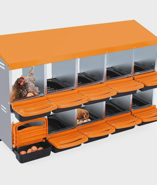 Stabiele Metalen Kippen Nestkast met Stand - 12 Vakken - Automatische Ei-verzameling