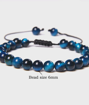 Blauwe Tijgeroog Kralen Armband 6MM - Natuursteen Meditatie Sieraden