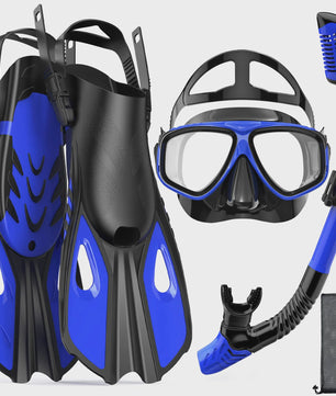 Complete snorkelset voor volwassenen: masker, snorkel, flippers en tas