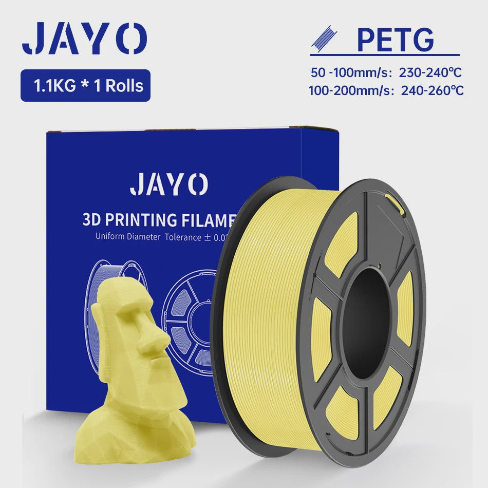 JAYO PETG 3D Printer Filament - 1.75mm Clear, 1.1kg, Hoge Taaiheid, Net Gewikkeld