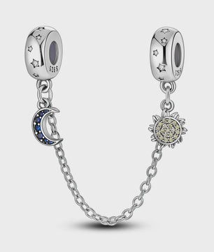 925 Sterling Zilveren Veiligheidsketting Bedel voor Armbanden - Maan, Ster, Vlinder, Hart