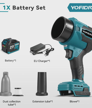 YOFIDRA Krachtige Bladblazer & Zuiger 3500W - 350.000 RPM Borstelloze Motor - Voor Makita Accu
