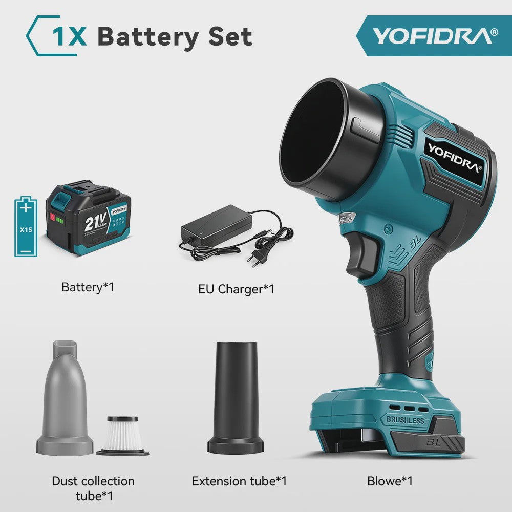 YOFIDRA Krachtige Bladblazer & Zuiger 3500W - 350.000 RPM Borstelloze Motor - Voor Makita Accu
