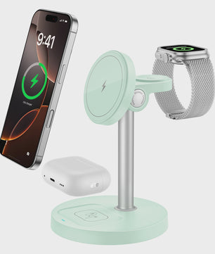 3-in-1 Magnetische Draadloze Oplader Stand voor iPhone, Apple Watch & AirPods - 15W Fast Charge
