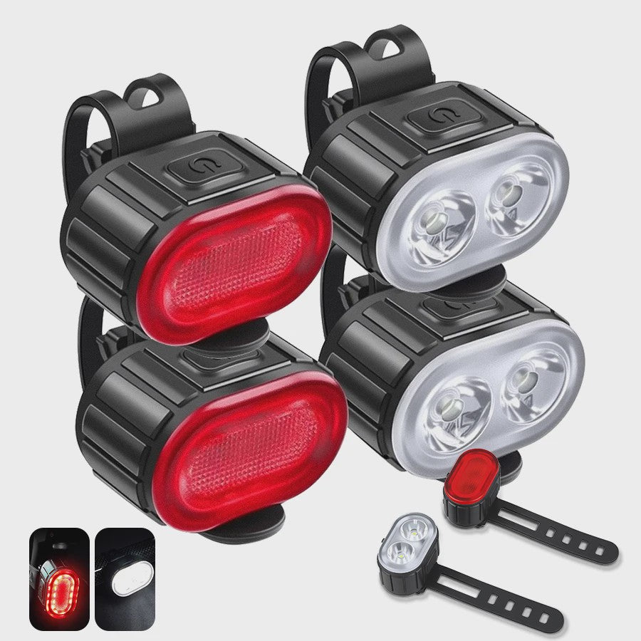 Oplaadbare Fietsverlichting Set: Voor- en Achterlicht met USB