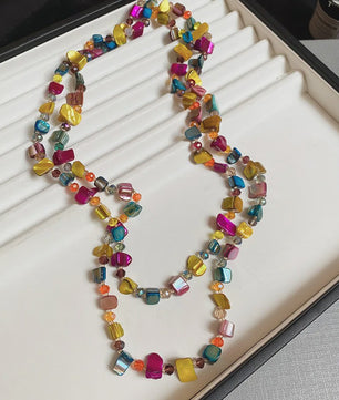 Luxe Dubbellaagse Schelp & Kristal Ketting - Bohemian Seaside Stijl