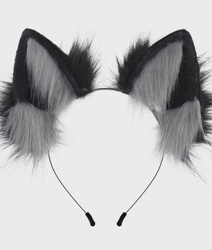 Handgemaakte Wolfsoren Haarband - Verstelbaar & Zacht voor Cosplay, Halloween & Feesten