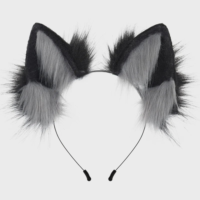 Handgemaakte Wolfsoren Haarband - Verstelbaar & Zacht voor Cosplay, Halloween & Feesten