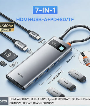 Baseus 6-in-1 USB-C Hub: 4K HDMI, 10Gbps USB 3.2, PD 100W, RJ45 Adapter