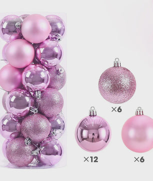 24x Kerstballen Set - 3/4/6cm - Multicolor & Glitter - Kerstboom Decoratie