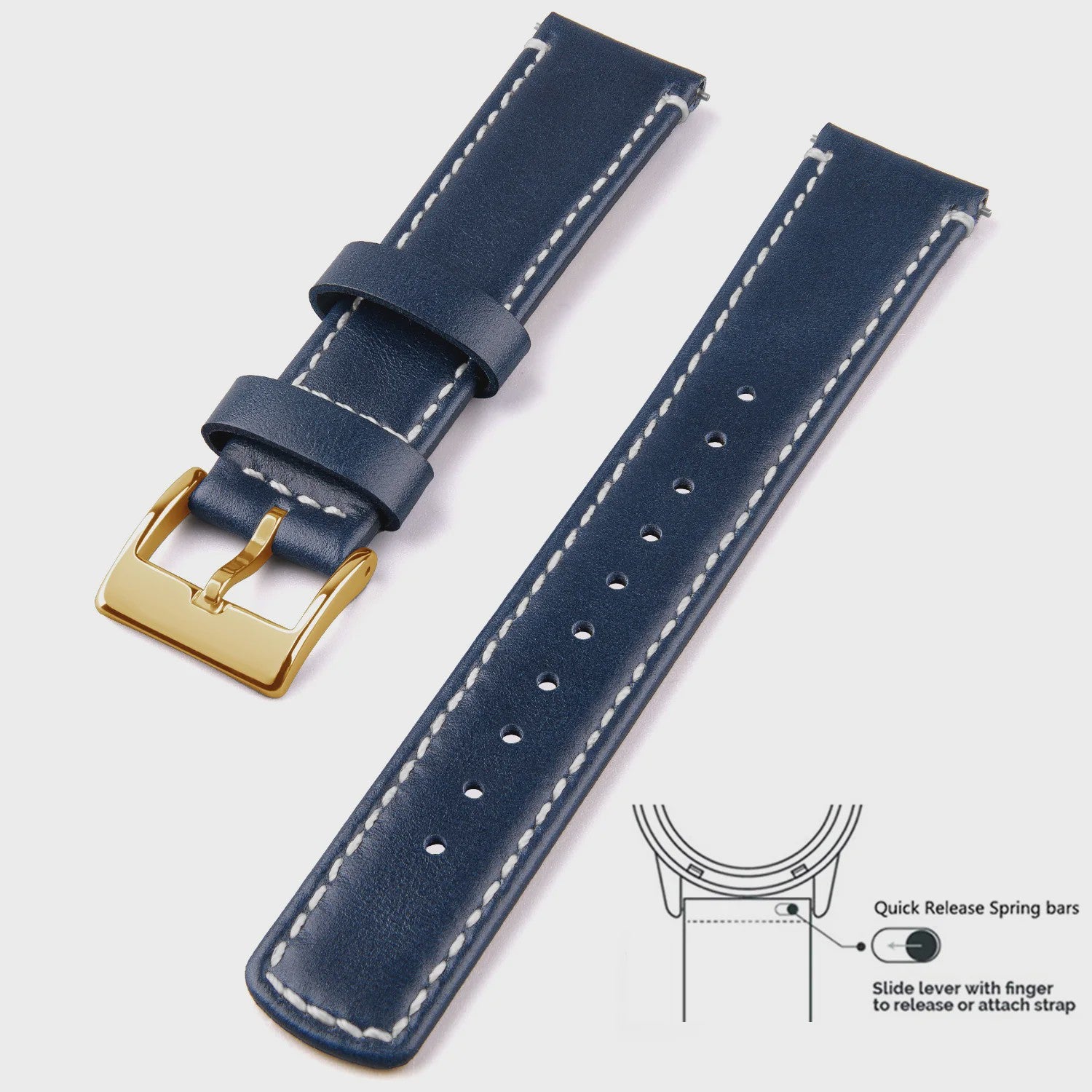 Top Grain Echt Lederen Horlogeband - 20mm/22mm Quick Release - Voor Heren, Dames & Samsung Galaxy Watch