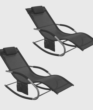 Set van 2 Loungestoelen - Verstelbare Ligstoelen met Kussen voor Tuin, Terras & Strand