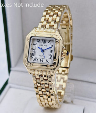 Luxe Gouden Roestvrij Staal Dameshorloge - Elegant Zakelijk Mode Accessoire
