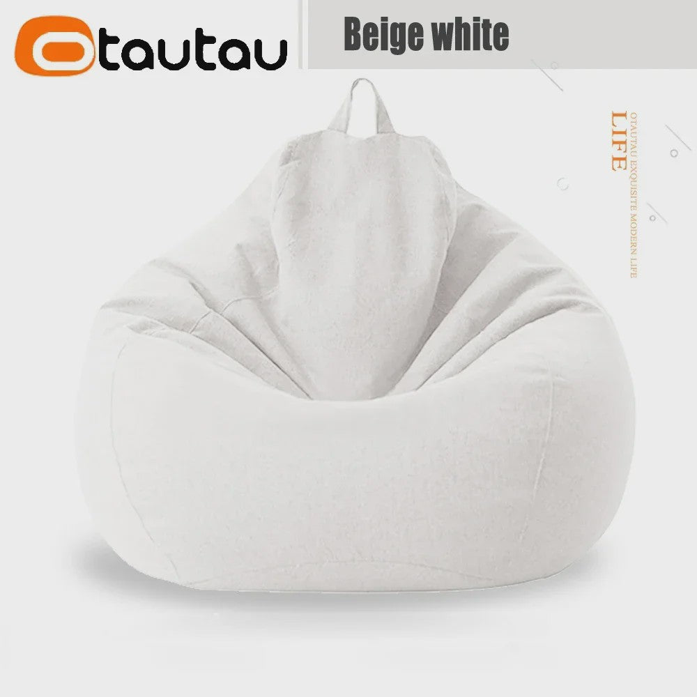 70cm Gevulde Beanbag Sofa van Katoen Linnen - Comfortabele Loungestoel voor Ontspanning