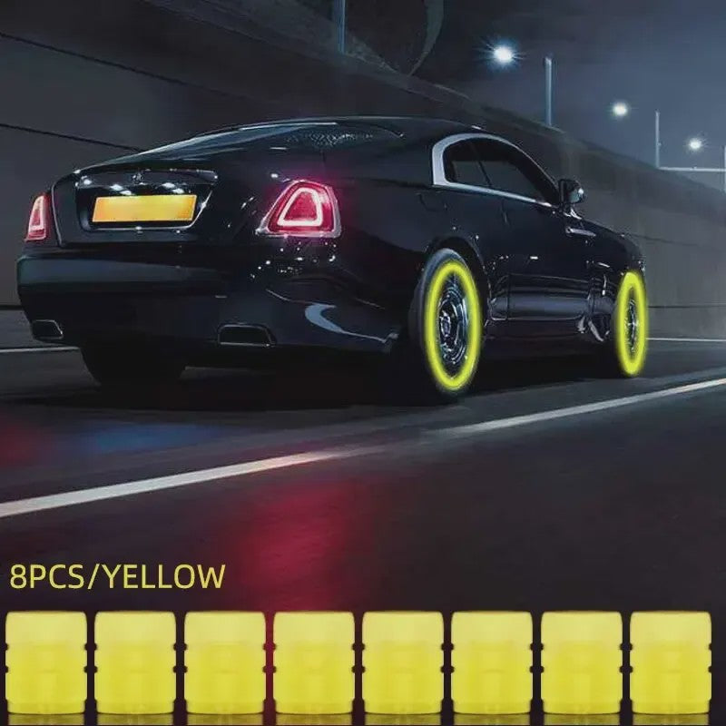 8x Lichtgevende Ventieldopjes voor Auto, Motor & Fiets - Nachtelijk Glow Effect