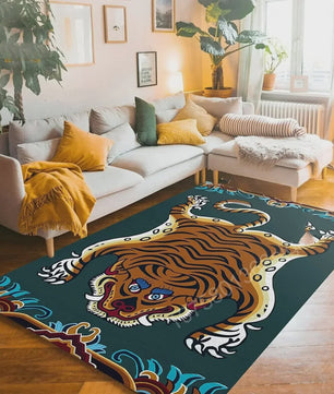 Bohemian Tibetaanse Tijger Vloerkleed - Antislip Decoratief Kleed voor Woonkamer & Slaapkamer