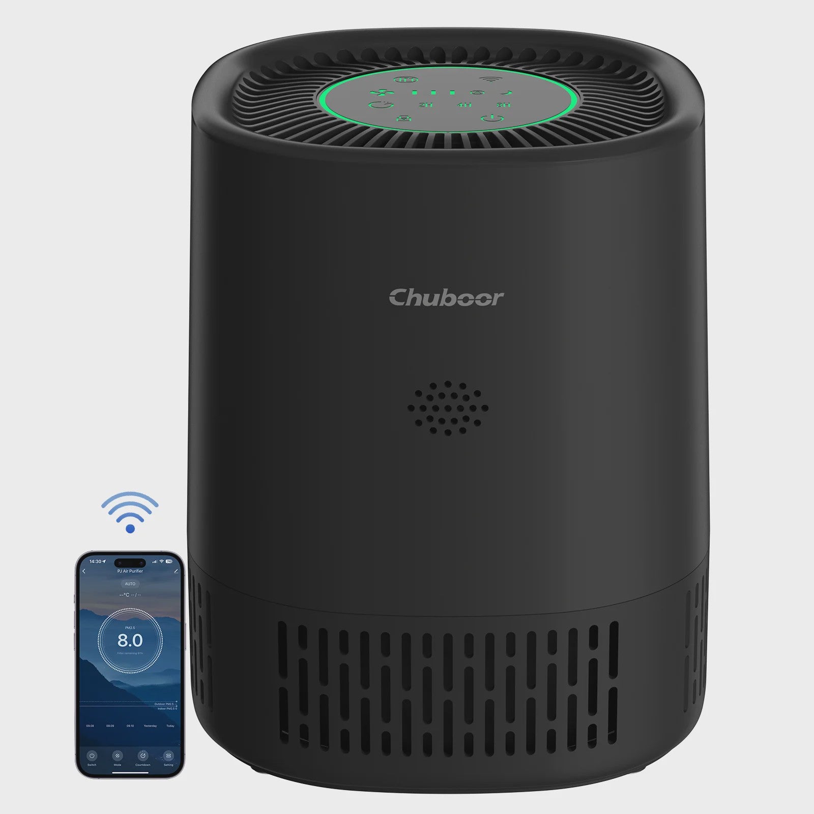 Chuboor Luchtreiniger H13 HEPA met WiFi & App Bediening - Stil & Compact voor Ruimtes tot 20m²