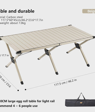 Opvouwbare Camping Tafel 'Egg Roll' - Draagbaar Carbon Staal met Draagtas voor Picknick & BBQ