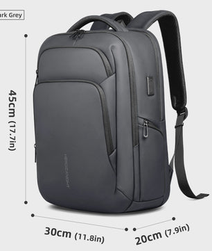 Multifunctionele Zakenrugzak voor Heren - Waterdicht, 17.3" Laptopvak & USB Oplaadpoort - Ideaal voor Werk & Reizen