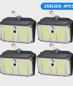 Magnetische Solar Wandlamp met Bewegingssensor - 268 LED, IP65 Waterdicht, 3 Modi