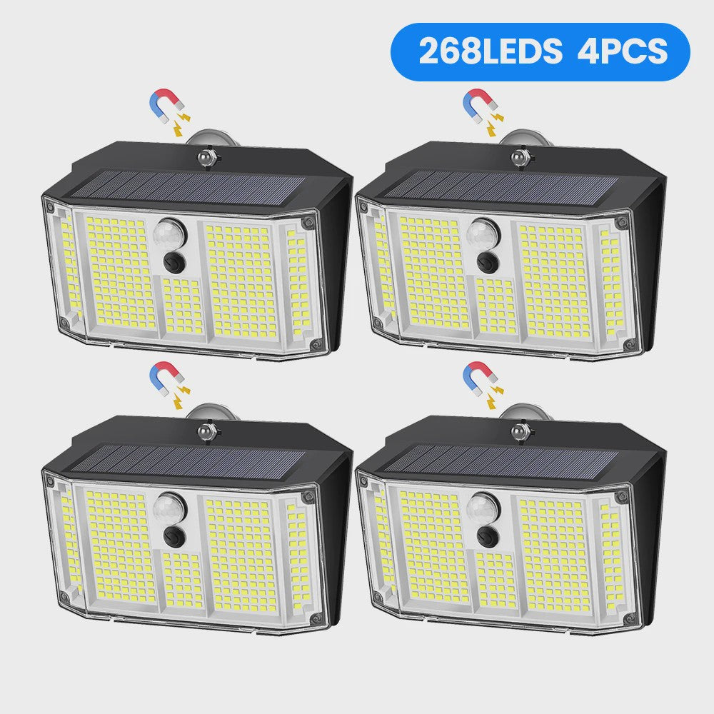 Magnetische Solar Wandlamp met Bewegingssensor - 268 LED, IP65 Waterdicht, 3 Modi