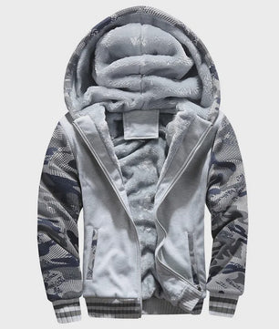 Warme Heren Winterjas met Camouflageprint en Fleece Voering - Casual Hooded Jacket
