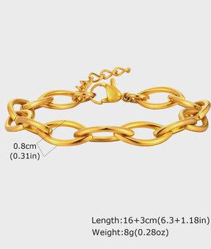 Gouden Roestvrij Staal Chunky Schakelarmband voor Dames - Waterdicht & Verstelbaar