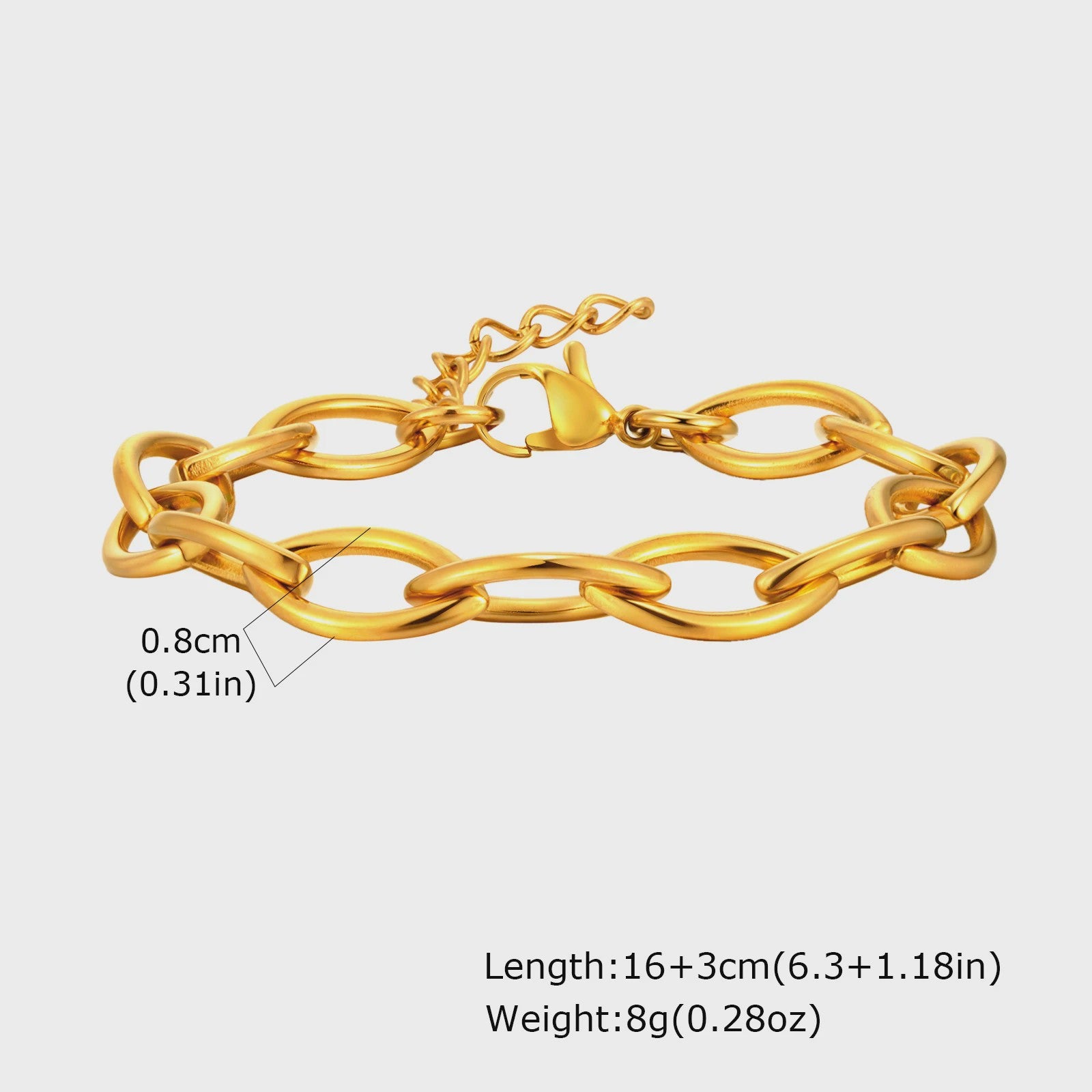 Gouden Roestvrij Staal Chunky Schakelarmband voor Dames - Waterdicht & Verstelbaar
