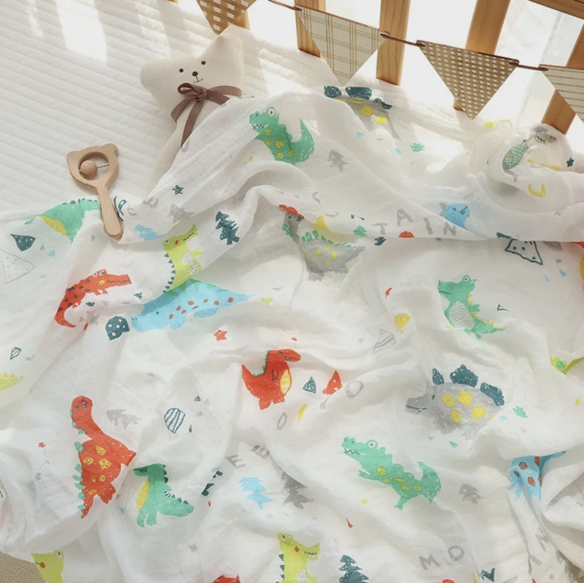 Dubbellaags Bamboe Katoen Muslin Baby Dekentje - Ademend en Multifunctioneel