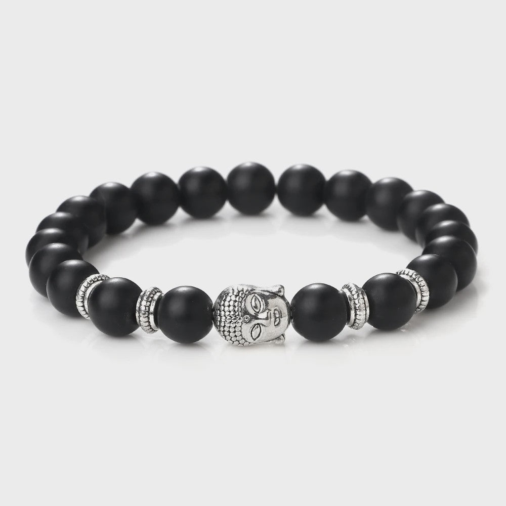 Buddha Hoofd Kralen Armbanden - Natuursteen (Tijgeroog, Vulkanisch, Malachiet, Rozenkwarts)