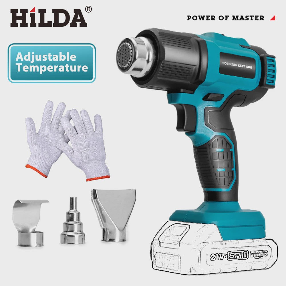 HILDA Accu Hittepistool 21V met Nozzles - Verf Verwijderen, Krimpen, Lassen