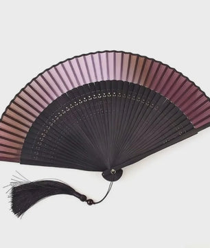 Luxe Bamboe Vouwventilator met Gradatiekleur & Kwastje - Retro Stijl