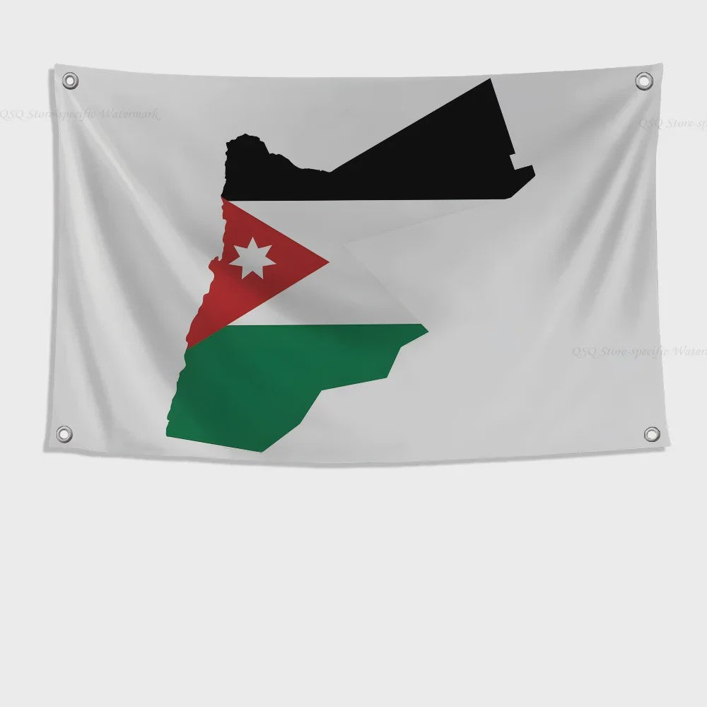 Jordanese Vlag Banner - Polyester - 4 Oogjes - Buiten & Binnen Decoratie