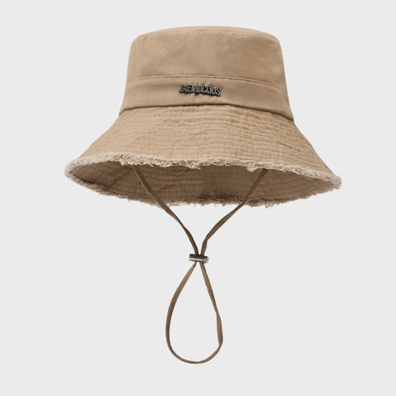 Zomerse Denim Fisherman Hat met Grote Rand en Koord - UV Bescherming voor Dames & Heren