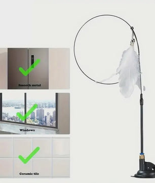 Interactieve Kattenhengel met Zuignap en Veer - Eindeloos Speelplezier voor uw Kat