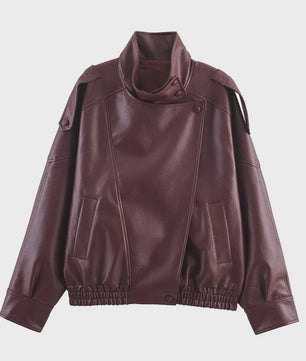 Zwarte Dames Faux Leren Jas - Stijlvolle Motorjas voor Herfst & Mode