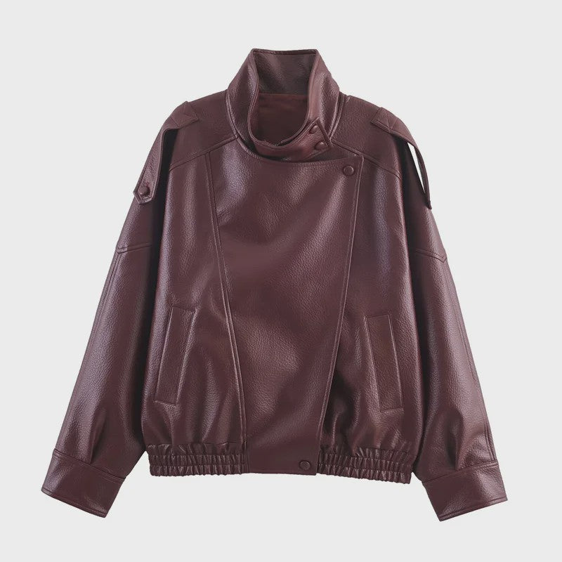 Zwarte Dames Faux Leren Jas - Stijlvolle Motorjas voor Herfst & Mode