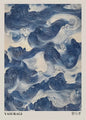 Abstracte Blauwe Golven Canvas Poster - Japandi Zen Stijl Wanddecoratie