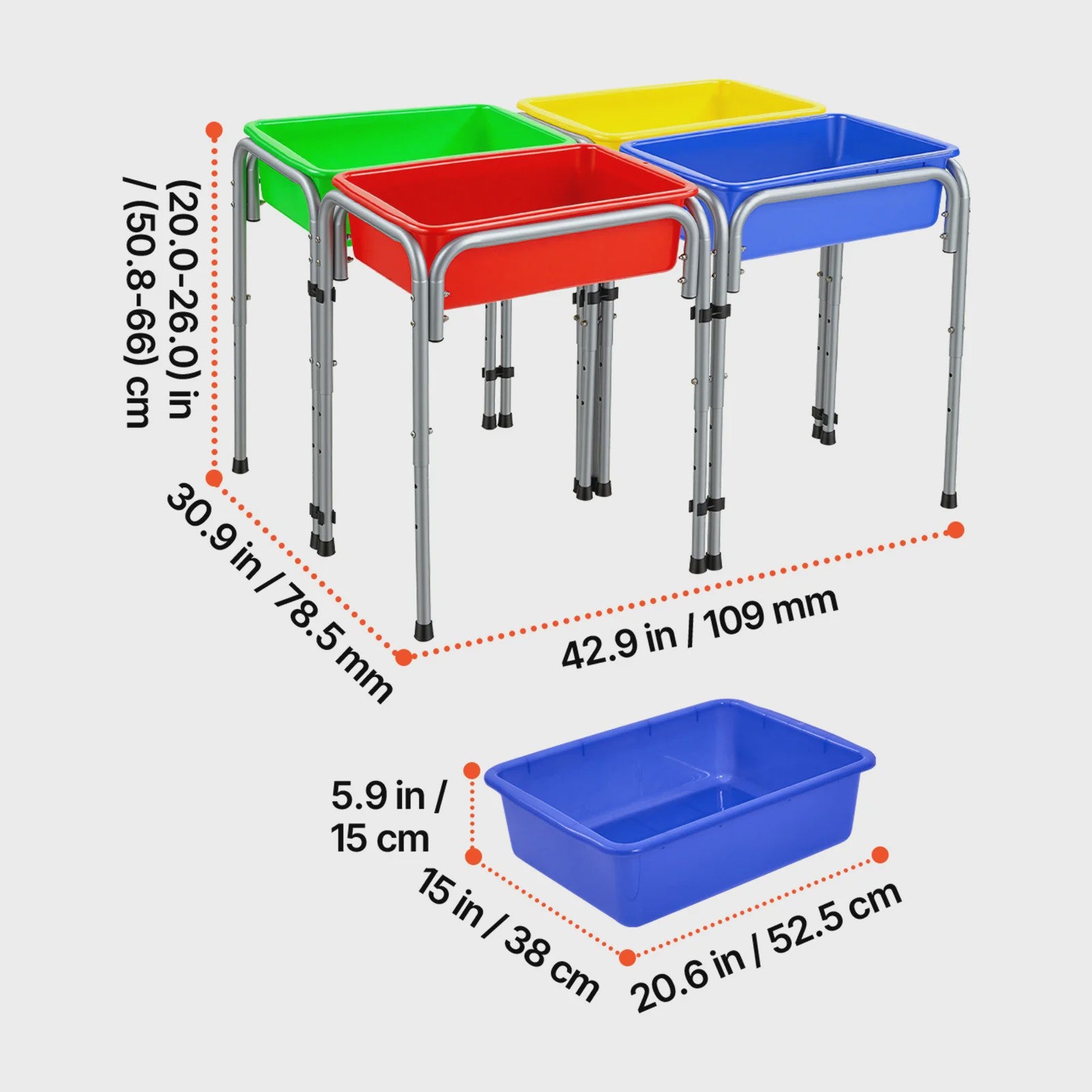 Houten Sensorische Activiteitentafel voor Kinderen met 3 Opbergbakken & Dubbelzijdig Bord