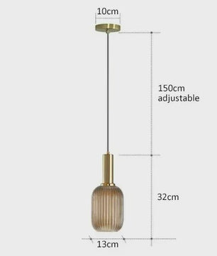 Moderne Ribbel Glazen Hanglamp - Scandinavisch Design in Groen, Grijs & Amber - E27 Fitting