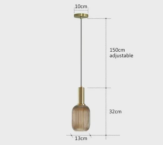 Moderne Ribbel Glazen Hanglamp - Scandinavisch Design in Groen, Grijs & Amber - E27 Fitting
