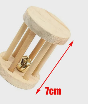 Natuurlijk Houten Speelgoed Set voor Knaagdieren, Konijnen & Hamsters - Kauwspeelgoed met Bel & Bal