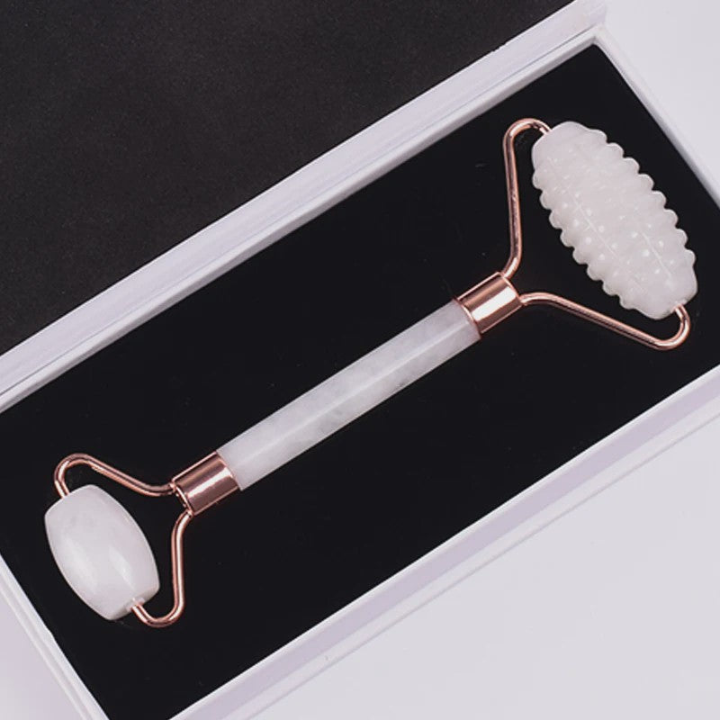 Luxe Jade Gezichtsmassage Roller & Gua Sha Set - Rose Gold