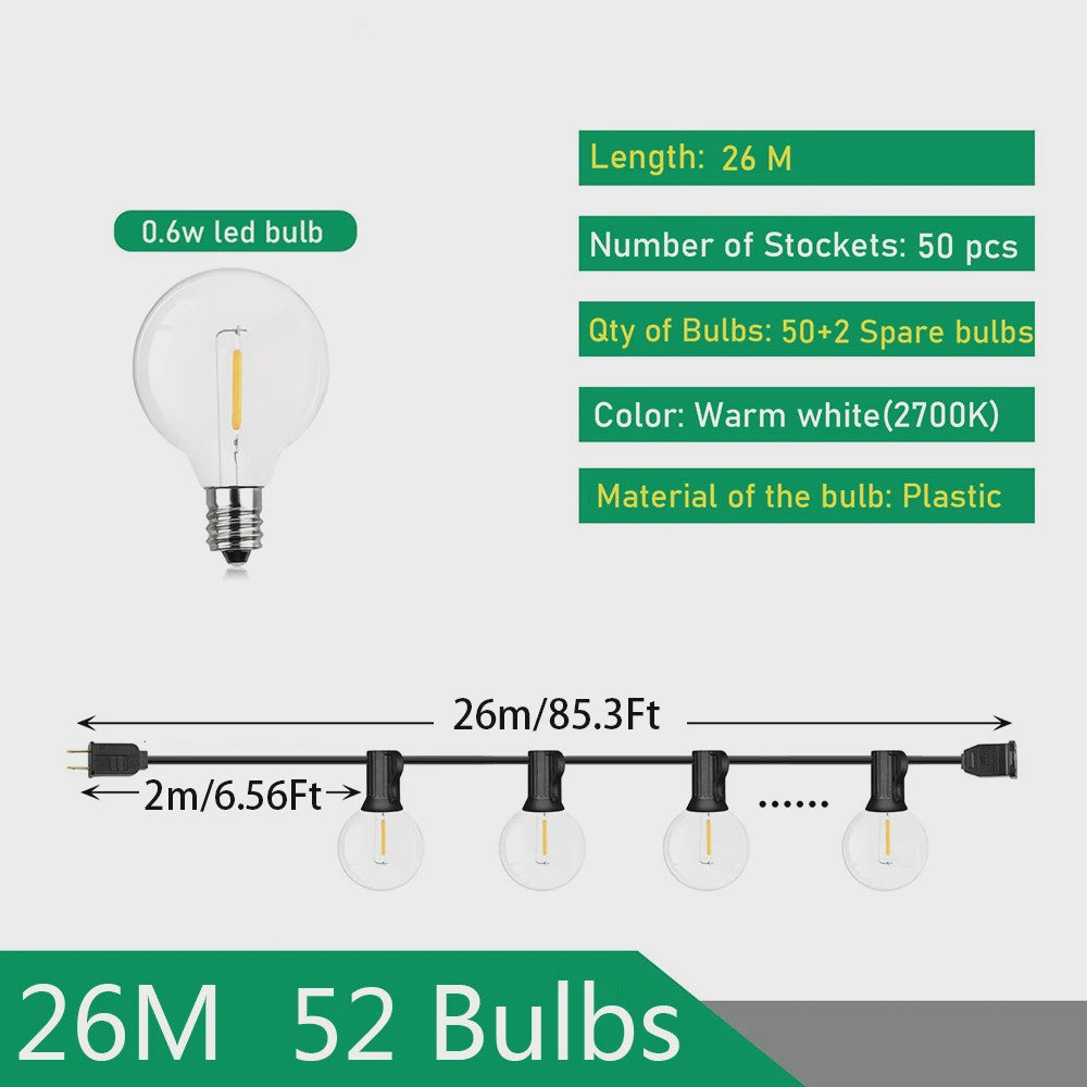 Waterdichte LED Tuinslinger Verlichting G40 - 9M tot 17M - Sfeervolle Buitenverlichting