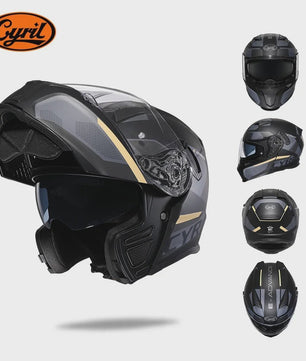 Cyril Motorcross Flip-Up Helm - Volledig Gelaatsmasker met Breed Helder Vizier & DOT Keurmerk