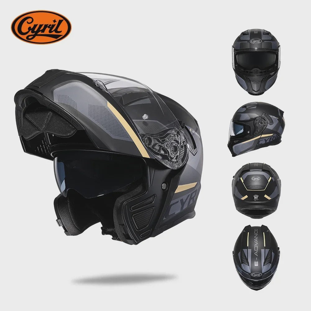 Cyril Motorcross Flip-Up Helm - Volledig Gelaatsmasker met Breed Helder Vizier & DOT Keurmerk