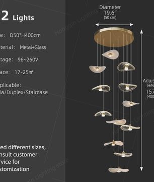 Luxe Glazen Trappenhuis Hanglamp - Moderne Lange Plafondlamp met Meerdere Pendels