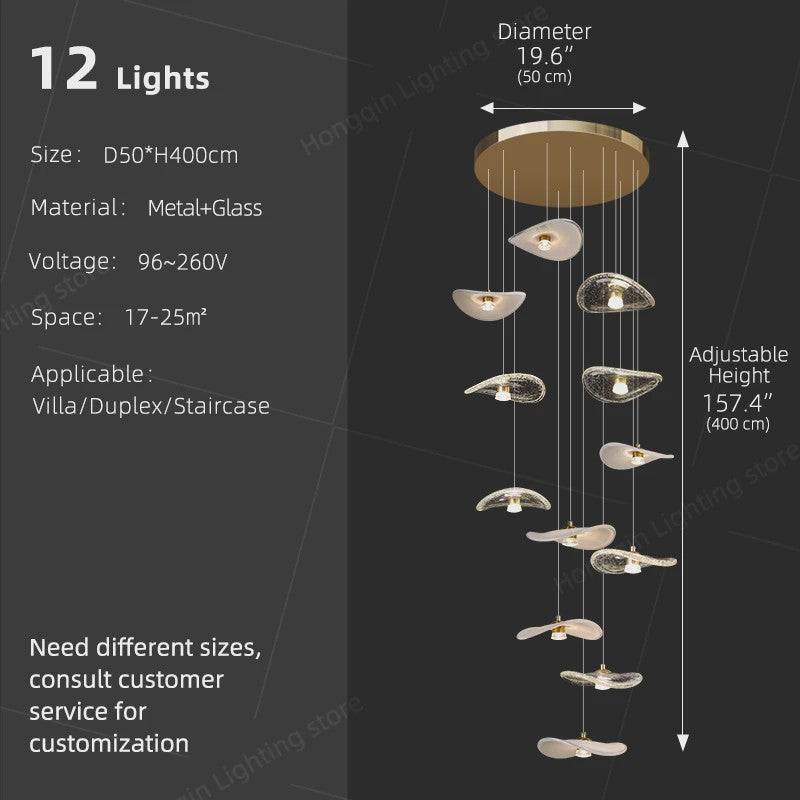 Luxe Glazen Trappenhuis Hanglamp - Moderne Lange Plafondlamp met Meerdere Pendels