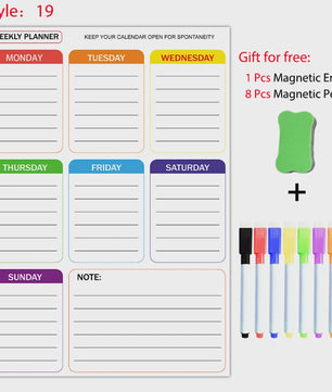 Magnetisch Whiteboard Kalender A3: Maandelijkse & Wekelijkse Planner, Krasvrij & Uitwisbaar voor Koelkast