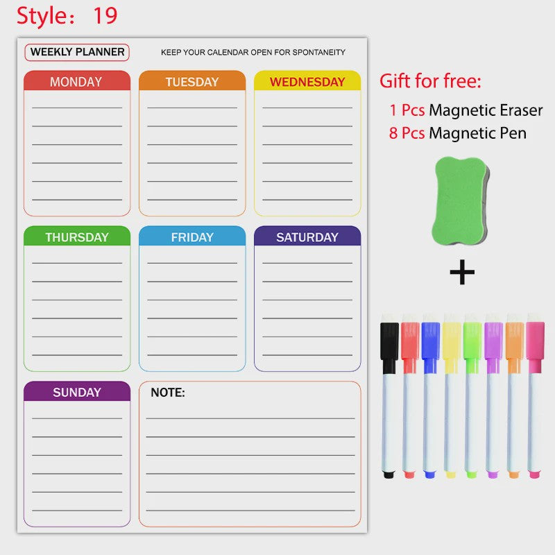 Magnetisch Whiteboard Kalender A3: Maandelijkse & Wekelijkse Planner, Krasvrij & Uitwisbaar voor Koelkast